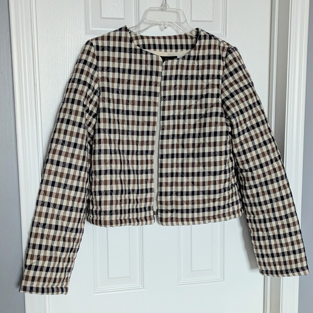 NWT House of Harlow 1960 (Sz. Medium) Black Brown Cream Lined Open Blazer/Jacket